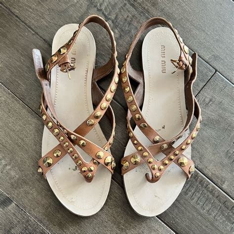 miu miu gold gladiator sandals|Miu Miu Leather Gladiator Sandals .